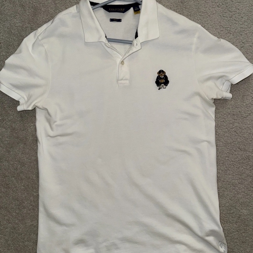 Ralph Lauren Golf Bear Polo Shirt Justin Thomas M white